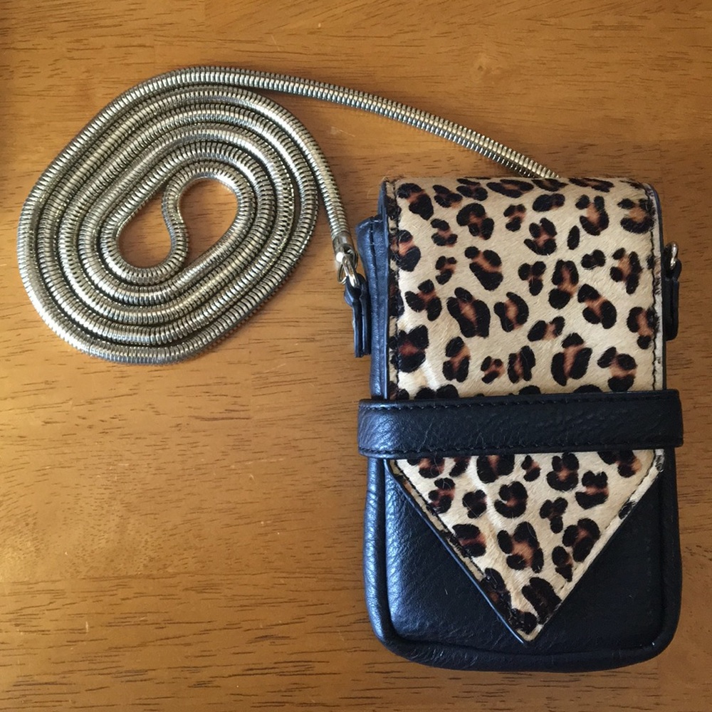 Leopard Hair Calf Mini Phone Holder/Crossbody Bag